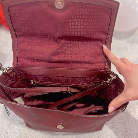 Kate Spade Laurel Way Lilah Burgundy Top Handle Bag - Picture 5 of 8